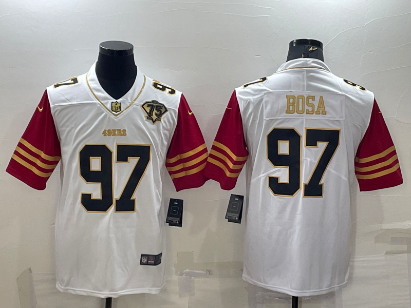 Men's San Francisco 49ers Nick Bosa #97 White 75th Anniversary Jersey